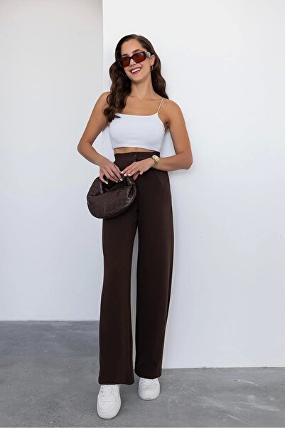 PALAZZO Foster High Waist Lycra Palazzo Fabric Pants, Stretch Fabric Trousers