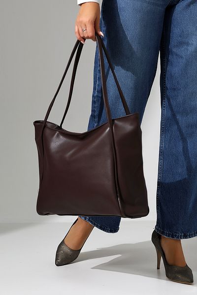 Bagzone - casual μαλακή δερμάτινη τσάντα ώμου μεσαίου μεγέθους