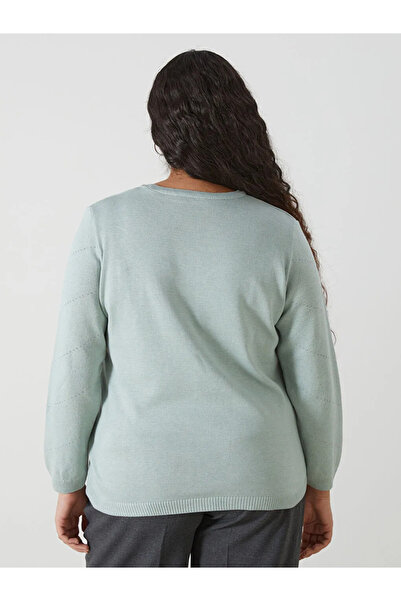 LC Waikiki LCW Grace Yeşil Bisiklet Yaka Desenli Kadın Triko Kazak