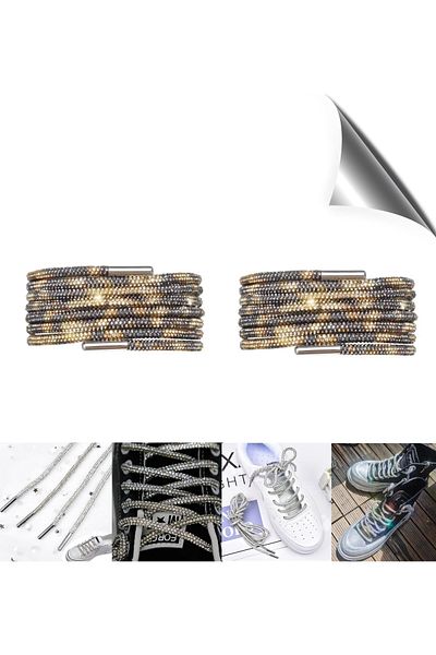 AiryFooT Crystal Stone Shiny Stone Shoelaces 100 cm 1 Pair (Leopard Pattern)