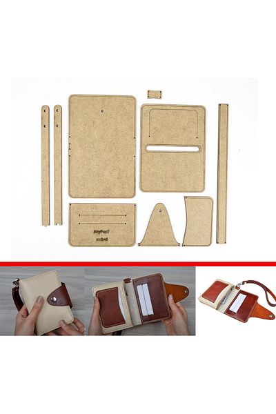 AiryFooT Πρότυπο πορτοφολιού 9 τεμαχίων MDF Leather Hobby - με φερμουάρ, Ib46