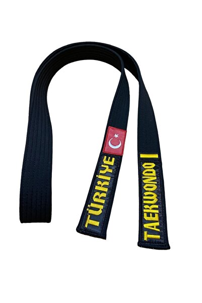 REFLEKS SPOR Nakış Yazılı Siyah Kuşak Bayraklı 1.DAN Taekwondo Tekvando 200 cm