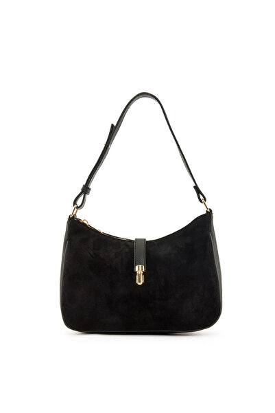 Miales Black 100% Genuine Suede Leather Women's Shoulder Bag with Long Strap ...