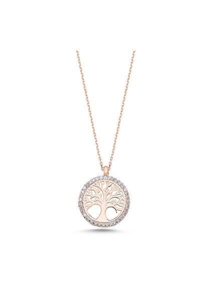 Inure Jewelry 925 Ayar Gümüş Hayat Ağacı Zirkon Taşlı Kolye