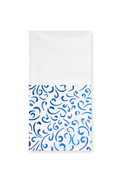Story 40X40 cm Blue Leaf Marbled Classic Patterned Set of 16 White Colored Pa...