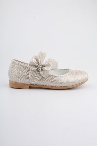 FOLLOWIN Girl's Gold Stone Velcro Bow Ballerina Ballet