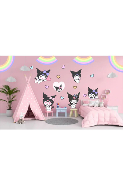 Home Kuromi Temalı Sticker Çocuk Odası Duvar Etiketi Sevimli Canlı Görseller
