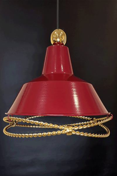 Krea Lighting Kırmızı Gold Burgulu Detaylı Özel Tasarım El Yapımı Lüks Avize ...