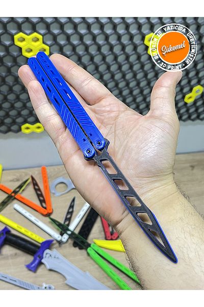 Main Collectibles Blue and Black Butterfly Training Knife - 1 Piece Butterfly Knife Plastic