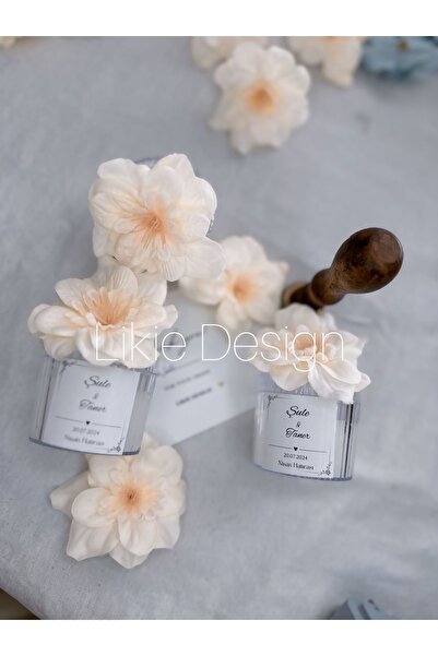 Likie Design Krem Şekerlik Kutulu Mum Söz Nişan Bebek Hediyelik