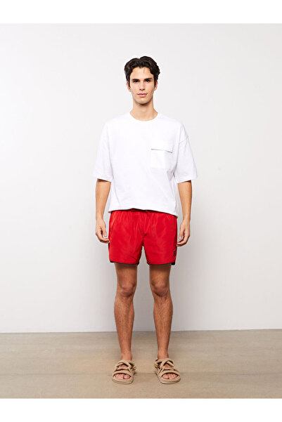 LC Waikiki Red Short Length Printed Men's Swim Shorts