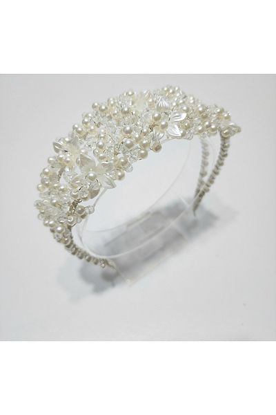 ARBABAG&ACCESSORY BRIDE-AFTER PARTY COROANA DE FEMEI CU PERLE & CRYSTAL CU DETALII DE FLORI