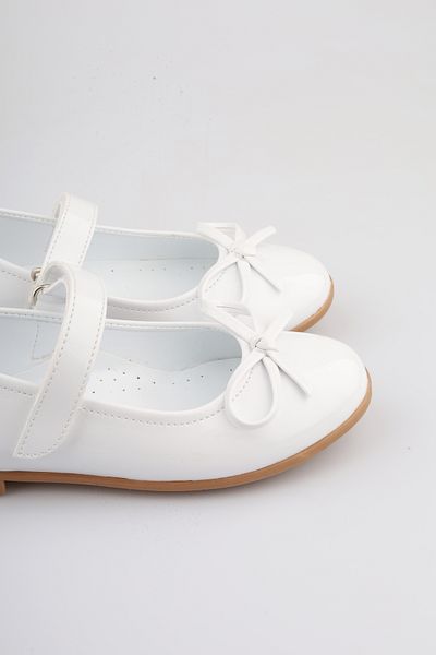 FOLLOWIN Girl's White Color Bow Ballerina Shoes