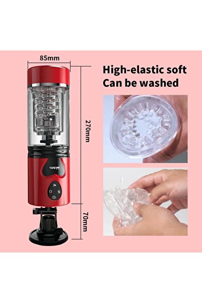 Erotica Şarjlı AI Çip Sesli İleri Geri Hareketli ve 360° Dönme Rotasyonlu Vantuzlu Tam Otomatik Mastürbatör