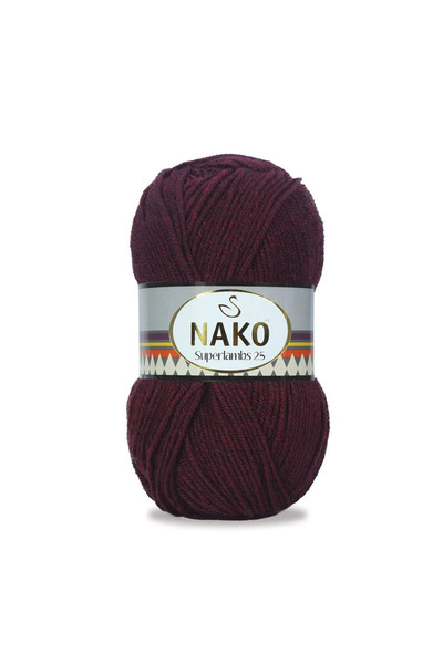 NAKO Superlambs 25 Yünlü El Örgü Ipi Renk Kodu: 1402 Kırcıllı Bordo