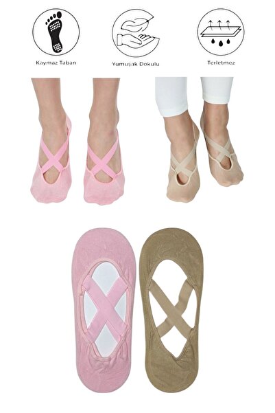 marufshop Чорапи за йога, пилатес, фитнес, танци и спорт с неплъзгаща се подм...