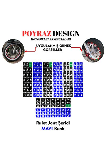 Rebon MotoDesign Casino Rulet Jant Şeridi Mavi Renk