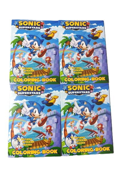 şahane parti Sonic 4 Adet  Boyama Kitabı  (BOYAMA , STİCKER , ARKA KAPAK MASKE)