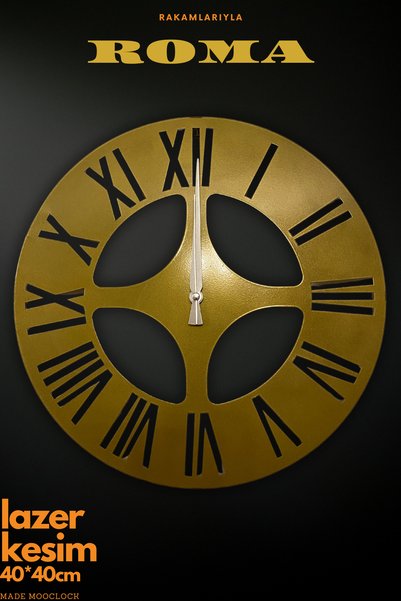 MOOCLOCK Ceas de perete cu mecanism silențios, model Roma, din metal, tăiat c...