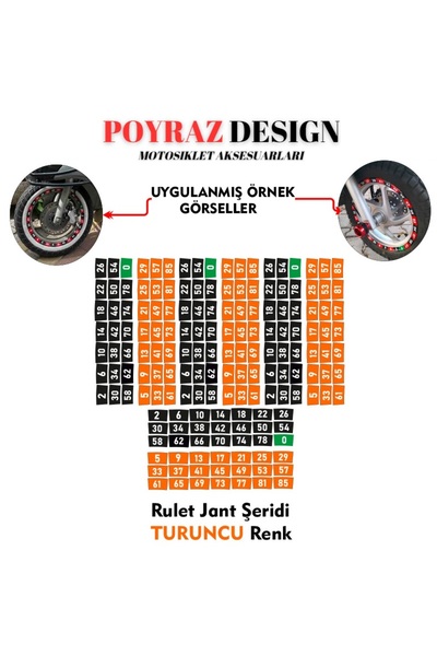 Genel Markalar Casino Rulet Jant Şeridi Turuncu Renk