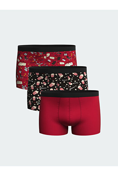 LC Waikiki Kırmızı Standart Kalıp Pamuklu Esnek Erkek Boxer 3'lü