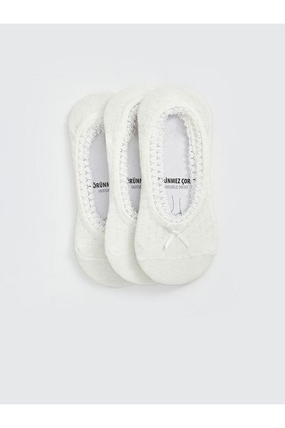 LC Waikiki Lcw Dream Ecru Ribbon Detailed Ballerina Socks 3 Pack