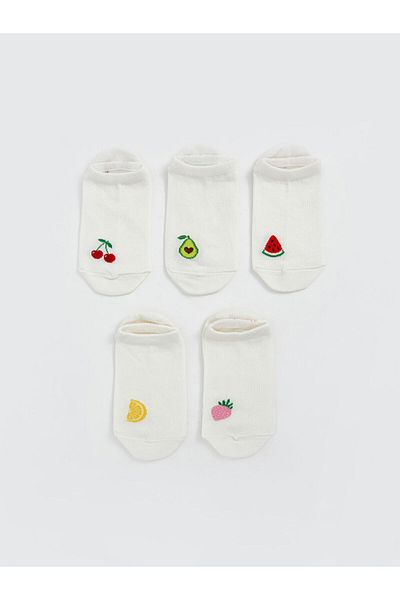 LC Waikiki Lcw Dream Ecru Printed Women's Booties Socks 5 Pack