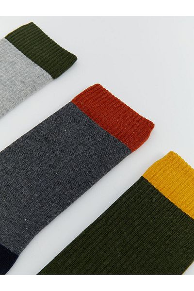 LC Waikiki LCW ACCESSORIES Мъжки чорапи до глезена с разноцветни блокове, комплект от 5 броя