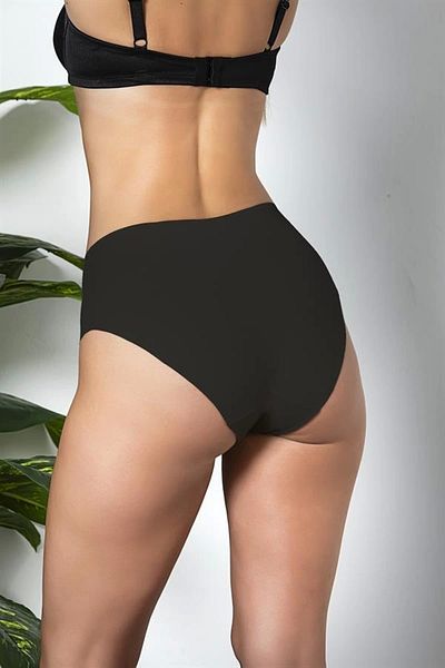 DEFNADA 3'lü Paket Dikişsiz, Iz Yapmaz, Lazer Kesim, Yüksek Bel Slip Külot Siyah (BRF21263)