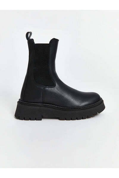 LC Waikiki Black Leather Look Women's Boots