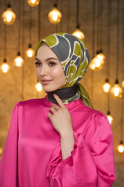 İpekhan Μαλακό κασκόλ Oil Green Brown Summer Shine Collection - 1188-14