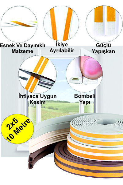 Dempol Kapı Ve Pencere Fitili Soğuk Ve Ses Önleyici 5x2=10 Metre (Beyaz)