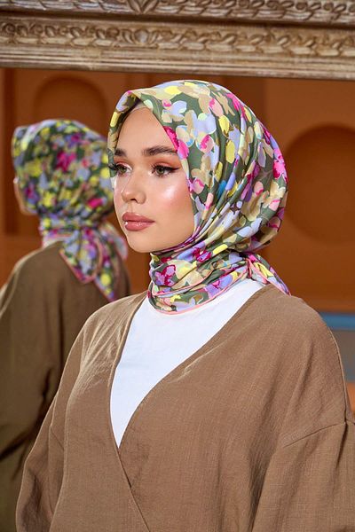 İpekhan Marrakech Συλλεκτικό Μαλακό Κασκόλ Moss Green Lavender 1200-07