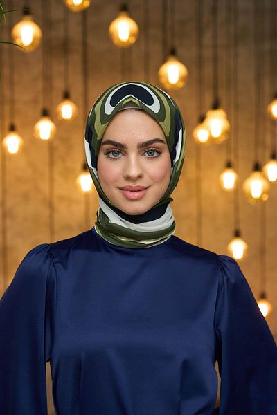 İpekhan Summer Sparkle Collection Μαλακό Κασκόλ Khaki Navy Blue 1183-12