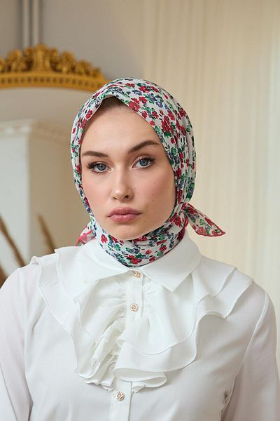 İpekhan Summer Sparkle Collection Μαλακό Κασκόλ Λευκό Κόκκινο 1191-13
