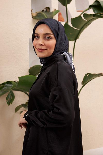 İpekhan Μαύρο κασκόλ Ipekhan Monogram - Cotton Viscose 1118-03