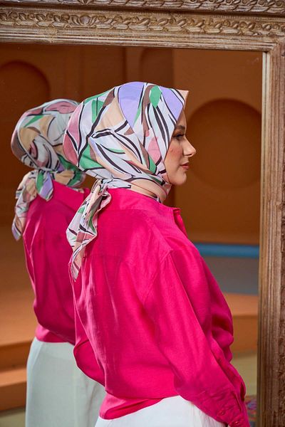 İpekhan Marrakech Συλλεκτικό Μαλακό Κασκόλ Salmon Lilac 1199-04