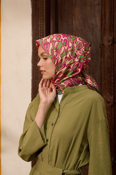 İpekhan Μαλακό κασκόλ Marrakech Collection Ροζ Πράσινο 1195-13