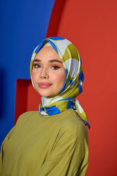İpekhan Marrakech Koleksiyon Soft Eşarp Mavi Kehribar 1207-10