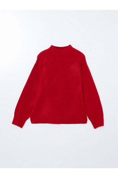 LC Waikiki Lcwaikiki Classic Red Stand Collar Women's Knitwear Sweater