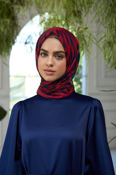 İpekhan Μαλακό κασκόλ Navy Blue Red Summer Sparkle Collection - 1184-11