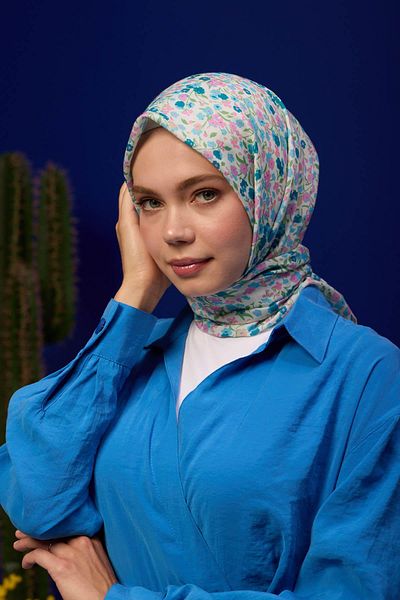 İpekhan Eșarfă moale de colecție Marrakech roz deschis turcoaz 1193-04