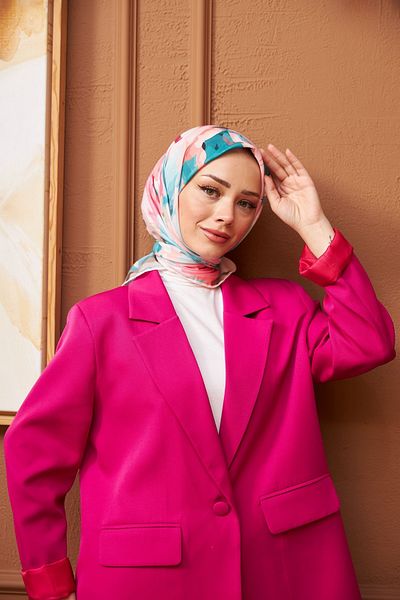 İpekhan Nature Line Rose Soft Scarf Khaki Baby Blue 1156-10