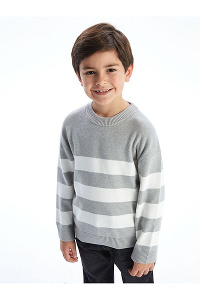 LC Waikiki Crew Neck Striped Boy's Knitwear Sweater