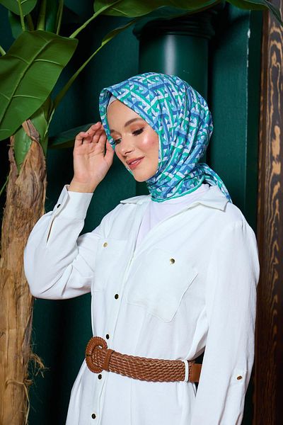 İpekhan Marrakech Συλλεκτικό Μαλακό Κασκόλ Forest Green Blue 1203-02