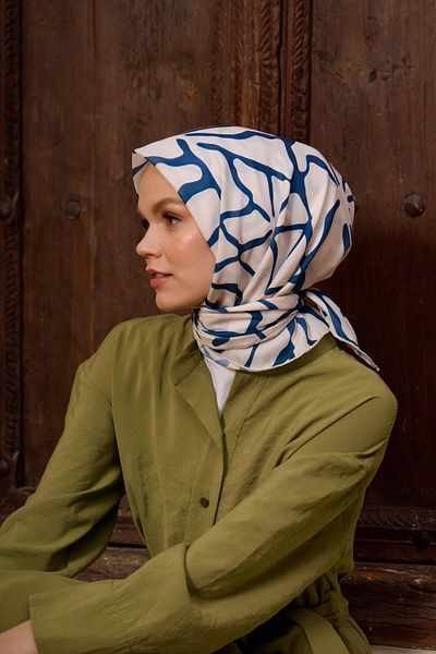 İpekhan Marrakech Συλλεκτικό Μαλακό Κασκόλ Midnight Blue / White 1196-11
