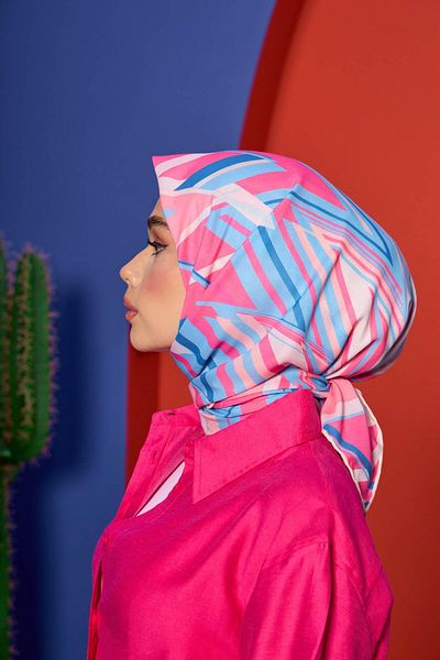 İpekhan Marrakech Συλλεκτικό Μαλακό Κασκόλ Cyan Pink 1208-12