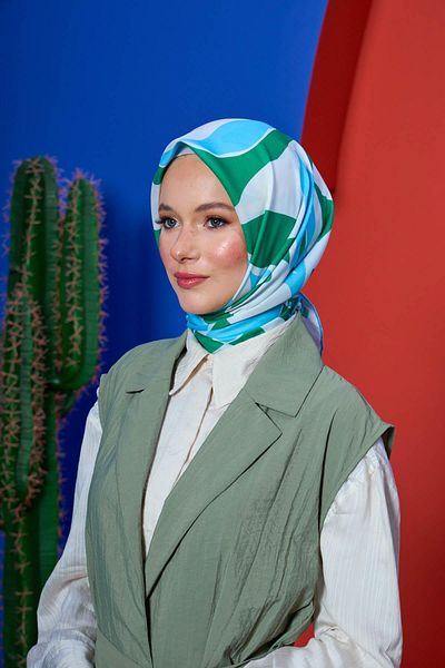 İpekhan Marrakech Συλλεκτικό Μαλακό Κασκόλ Sea Green Blue 1207-01