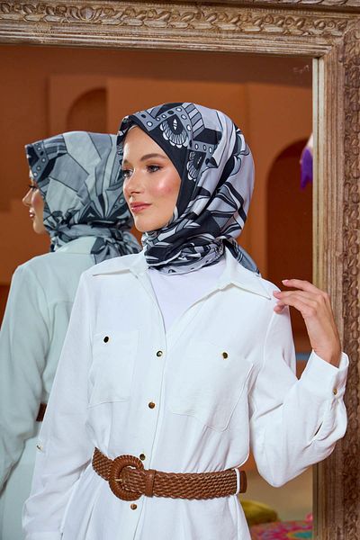 İpekhan Μαλακό κασκόλ Marrakech Collection Μαύρο Γκρι 1202-05