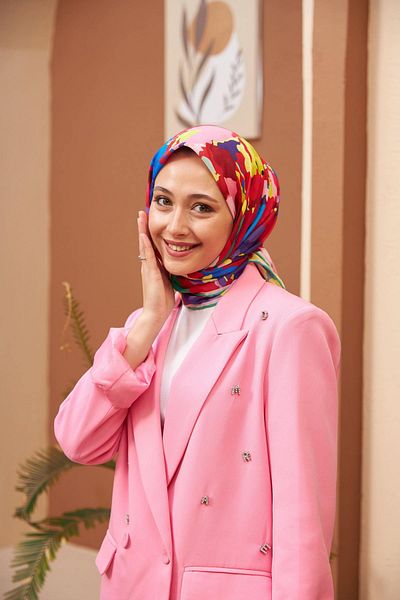 İpekhan Relax Rainbow Soft Scarf Red 1154-09